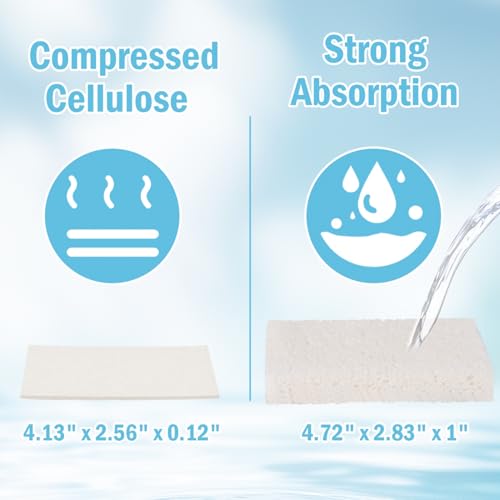 YoleShy 48 Pack White Sponges Kitchen Natural Compressed Cellulose Sponges for Dishes Bulk Non Scratch for Household Cookware Bathroom Cars Soft Super Absorbent Reusable