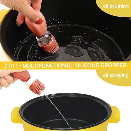 Oil Dispenser with Brush-2Pack 7oz/200ML 2 IN 1 Glass Cooking Oil Dispenser Bottle with Silicone Basting Brush for Kitchen, Oil Storage and Container for Cooking BBQ, Vinegar, Sauce, Air Fryer - Green - color: Green-2pcs