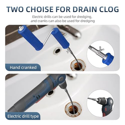 Drain Snake, Drain Auger with Drill Attachment, 16.4 Feet By 6MM Plumbing Snake Auto Feed Flexible Hair Drain Clog Remover for Kitchen, Bathrom and Shower Sink
