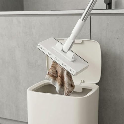 Snap Grip Mini Mop, Lazy Zero Touch Mini Mops with 10 Reusable Cloths, One-Click Cloth Change, Locking Head, Long Handle, Retractable Dust Mops for Multi-Surface Cleaning (White) - color: White