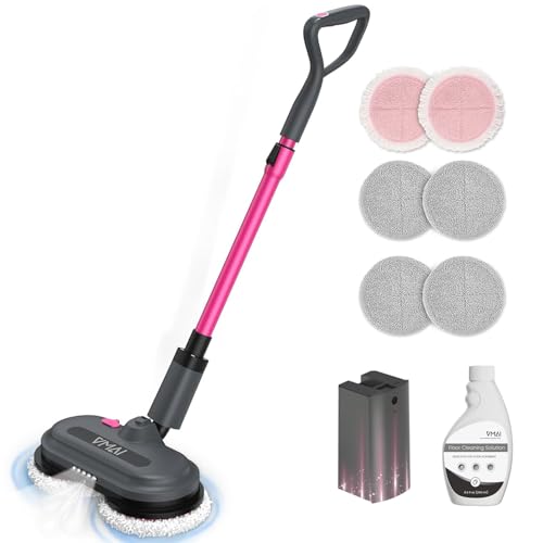 VMAI Cordless Electric Mop for Floor Cleaning, Self-Propelled Spin Mop with LED Headlight & Water Spray, Up to 60 Mins Detachable Battery, 300ML Tank for Hardwood Tile Laminate Marble Floor - color: Gray
