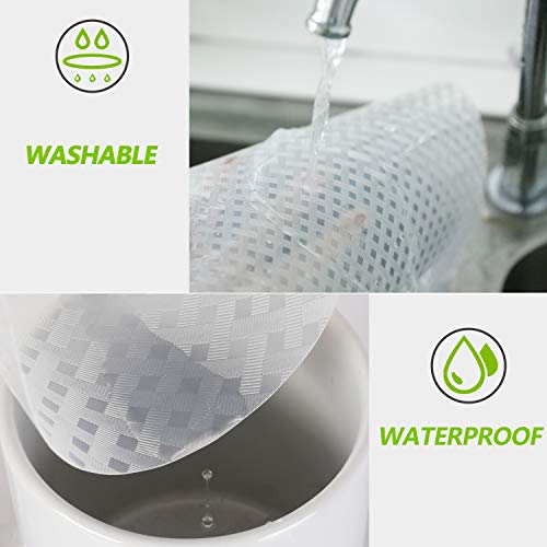 HooTown Shelf Liner Kitchen Cabinet Drawer Mats 23.6 Inch Wide x 196.8 Inch Long, Non Slip EVA Plastic Water Resistant Pad for Bathroom Drawers,Shoe Shelves, Under Sink, Clear - color: Diagonal Pattern Transparent, size: 23.6"W x 196.8"L