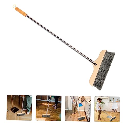 Ipetboom Broom Long Handle Soft Bristle Sweeper Indoor Floor Brush Hair Broom for Kitchen and Home - color: Black