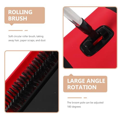 OUNONA Hand Push Floor Sweeper Manual Carpet Sweeper with Adjustable Height Multi-Surface Cleaning for Home Use Lightweight Handheld Carpet Cleaner with Stainless Steel and Pp Design