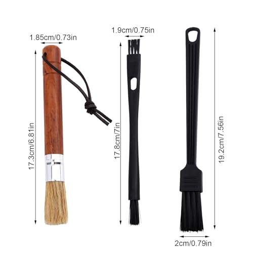 3pcs Coffee Grinder Cleaning Brush Set, Espresso Machine Brush Cleaner Tool with Wooden Handle & Soft Bristles Professional Cleaning Brushes Kit for Coffee Burr Washing Scrub Barista Accessories