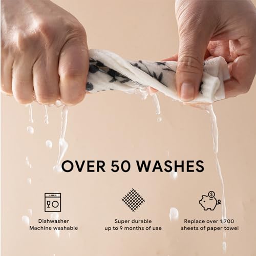 RECYCO Swedish Dishcloths for Kitchen | 5 Pack Geometric Washable Dish Rags | Cellulose Reusable Cleaning Paper Towels | Absorbent Counter Dish Cloth Sponge Kitchen Wipes, 8" L x 7" W - color: Geometric