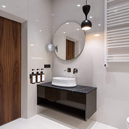 Shampoo and Conditioner Dispenser for Shower Wall 3 Chamber - Drill Free Square Shower Soap Dispenser Wall Mount with Waterproof Labels (3 Bottles 3 Wall Mounts-Amber) - color: 3 Bottles 3 Wall Mounts-amber