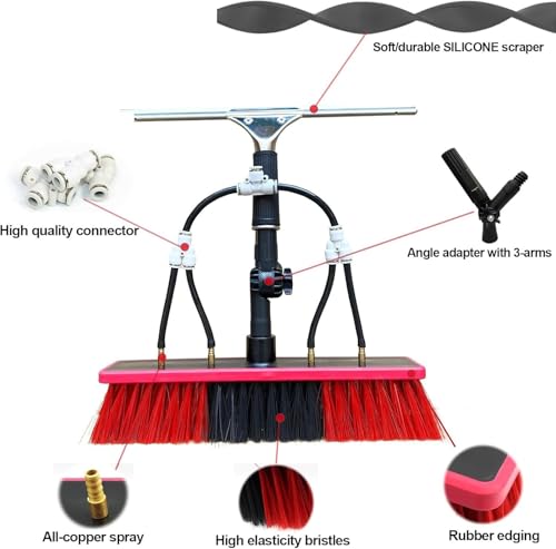 Window Cleaning Poles, Water Fed Pole Kit, Water Fed Brush W/Squeegee Water Fed Pole Kit for Solar Panel Cleaner(6M/19FT)