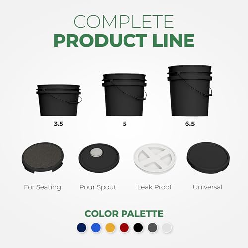 EconoHome 5-Gallon Black Bucket Pail Container with Lid | Metal Handles with Plastic Grip | Easy Stack and Store | Heavy-Duty, Approx 90 MIL, Extra Durable | Food Grade | BPA Free - 1 Pack - color: Black, size: 1 Pack