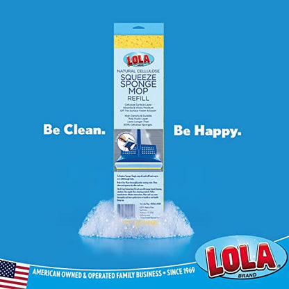 LOLA Squeeze Sponge Mop Refill, 2 Pack, w/Foam & Natural Cellulose Layer, Absorbs and Wicks Moisture, only Fits LOLA Sponge Mop, 9" Head - size: 2 Pack