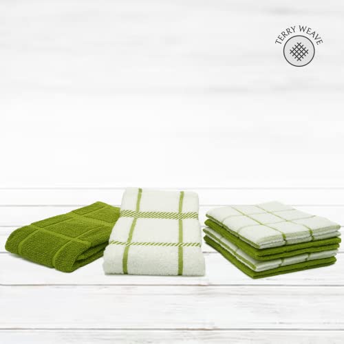 100% Cotton Terry Dish Cloth & Dish Towel, 6 Pack, Super Soft and Absorbent Kitchen Towels, Perfect for Kitchen Cleaning and Dish Washing (Green (DT and DC Combo)) - color: Green (Dt and DC Combo)