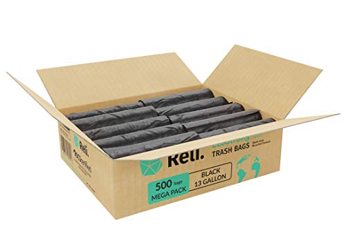 Reli. EcoStrong 13 Gallon Trash Bags | 500 Count Bulk | Black | Eco-Friendly | Made from Recycled Material - size: 1 Count (Pack of 500)