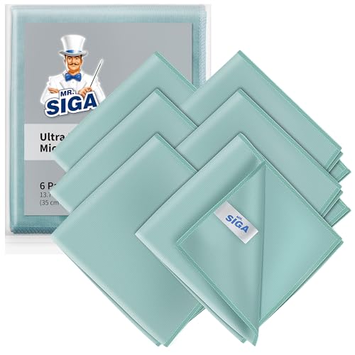 MR.SIGA Ultra Fine Microfiber Cloths for Glass, Pack of 6, 35 x 40 cm 13.7" x 15.7" - size: 6 Pack-13.7 X 15.7 inch