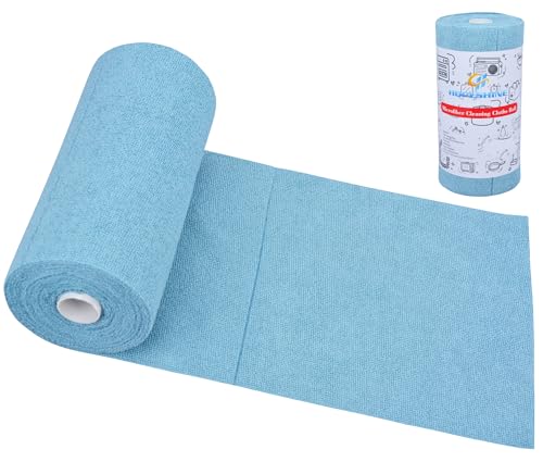 HOPESHINE Microfiber Cleaning Cloth Roll 50-Pack Reusable Paper Towels Washable for Cars Care Wash Supplies Kitchen Dish Rags House Window Cleaning Cloths Lint Free Tear Away Ultra Absorbent (Blue) - color: Blue