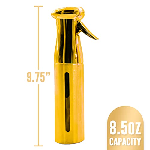 Colortrak Luminous Spray Bottle, 250ml/8.5oz Bottle with Full 360° Distribution, Easy-Use Pump, Quick View Window to Monitor Water Level, Eco-Friendly, Gold - color: Gold