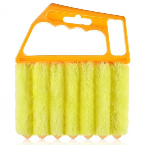 Mini Blind Cleaner Tool for Window Blinds, Microfiber Handheld Blind Duster with Reusable Sleeves, Easy Dusting Brush for Car and Home, Effective Shutter and Vent Cleaning Tool, Yellow - color: Yellow