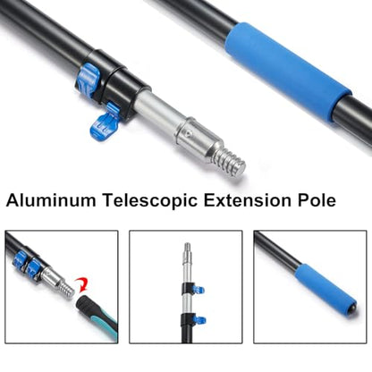 15 Foot High Ceiling Fan Duster with 5-8ft Extension Pole, Extendable Reusable Cobweb, Feather, Window Cleaning Squeegee Kit - size: 8ft