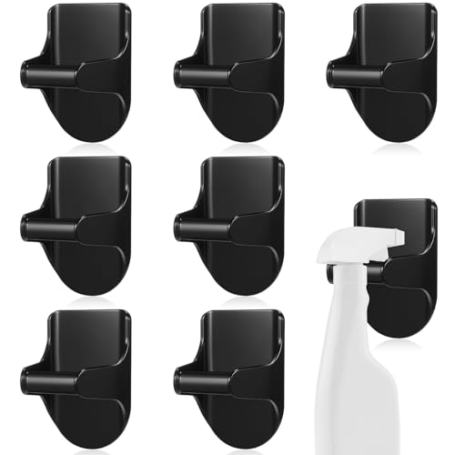 Taiyin 4 Pcs Wall Mount Spray Bottle Hooks Holder Spray Bottle Hanger Adhesive Hook to Create Storage Space Rack Organizer Hanger for Cabinet Kitchen Variety Surfaces (Black) - color: Black