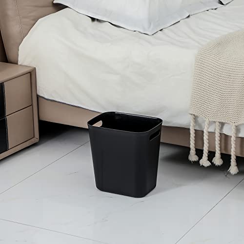 UUJOLY Plastic Trash Can Wastebasket, Garbage Container Basket for Bathrooms, Kitchens, Offices, Kids Rooms, Black, 3.5 Gallon, 2 Pack - color: Black, size: 3.5 Gallon/2 Pack