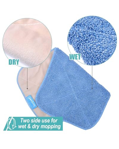 KEEPOW 5 Pack Reusable Microfiber Mop Pads, Compatible with MR.SIGA Professional Mop, Washable Refills for Hardwood, Laminate & Tile Floors, Dual-Sided Wet/Dry Use (Blue, 17.3" x 9.4") - size: 5 Pack
