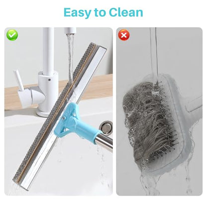 JOYMOOP 2 PCS Carpet Rake for Pet Hair Removal, 63" Adjustable Long Handle and Short Handle Carpet Scraper for Rugs, Sofa,Cloth, Metal & Silicone Dog Hair Carpet Rake - size: 2 PCS[1 Long Handle+1 Short Handle]