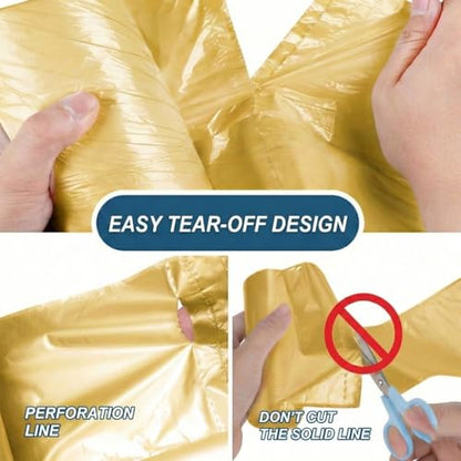 Small Trash Bags 2.6 Gallon, Fits 3 Gallon Cans - Gold Garbage Bags for Bathroom, Office, Bedroom - Strong Waste Basket Liners & Mini Bin Bags (100 Count, 5 Rolls) - color: Golden