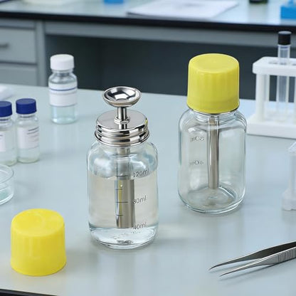 2Pcs 4Oz / 120ml Glass Dispensing Bottles for Chemical & Industrial Liquids, Nail Polish Remover Glass Bottle, Refillable Push Down Dispenser Bottle with Cover, Pump Dispenser Press Container, Clear - color: Clear - 2 pcs
