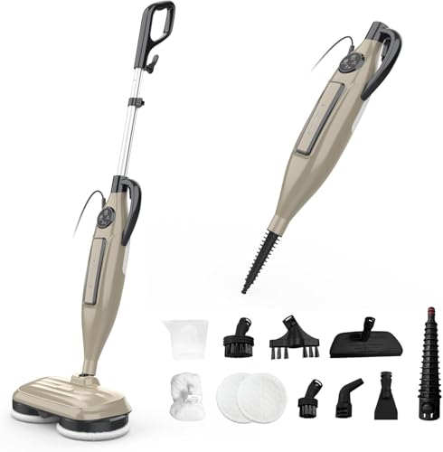 DEVOAC VM6 Scrubbing Steam Mop with Rotating Mop Pads, 10 in 1 Steam Mop, Lightweight Spin Mop & 3 Steam Modes for Hard Floor Laminate Marble Floors (Auster) - color: Auster