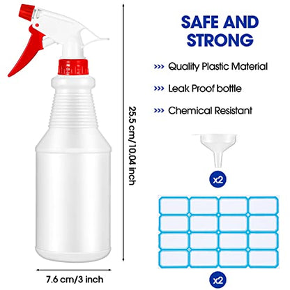 Sabary 18 Pack Spray Bottles in Bulk,16 oz Plastic Empty Clear Spray Bottles for Cleaning Solution Leak Proof Refillable with Label Funnels and Adjustable Nozzle for Home Gardening Commercial