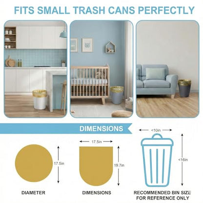 Small Trash Bags 2.6 Gallon, Fits 3 Gallon Cans - Gold Garbage Bags for Bathroom, Office, Bedroom - Strong Waste Basket Liners & Mini Bin Bags (100 Count, 5 Rolls) - color: Golden