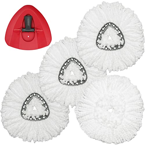 Spin Mop Replacement Head - EasyWring Mop Refills with Base Compatible with O-Cedar Triangle Spin Mop, Microfiber Mop Replace Head Easy Cleaning Floor Head Mop (White) - color: White
