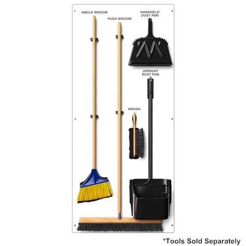 Clean & Sweep 5S Shadow Board/Wall Mount Broom Holder, 68" x 30" Board, 5S Cleaning Station - Board Only, Tools Sold Separately, Made in The USA by AccuformNMC, White/Black, PSB114WTBK - color: White/Black