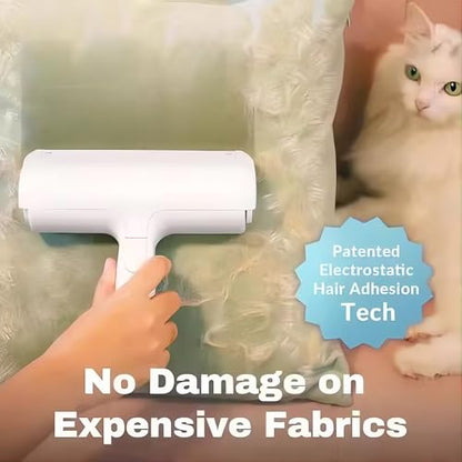 Reusable Pet Hair Remover Roller – Dog & Cat Fur Lint Cleaner for Sofa, Carpet, Bed & Car Seats – No Adhesive Required (White/Blue) - color: White/Blue