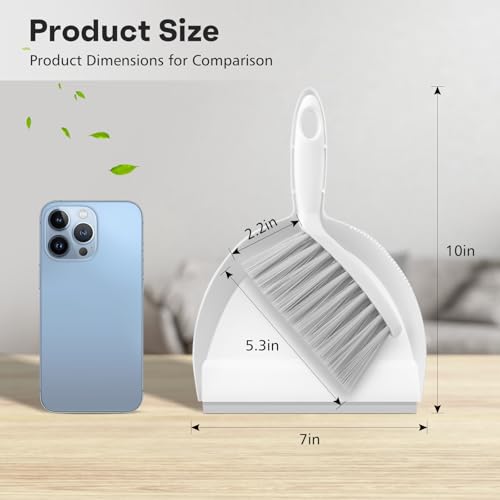 NACENA Handheld Dustpan and Broom Set – Mini Compact Brush Combo for Desktop, Sofa, Car & Kitchen Crumbs Small Cleaning Tool with Stiff Bristles, Grey - color: Gray, size: 1 Pack