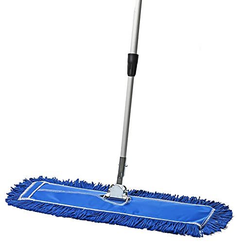 24 Inch Blue Commercial Dust Mop & Floor Sweeper with Extendable Handle – Mop for Hardwood, Tile, and Concrete Floor Cleaning - color: Blue, size: 24 X 5 Inch