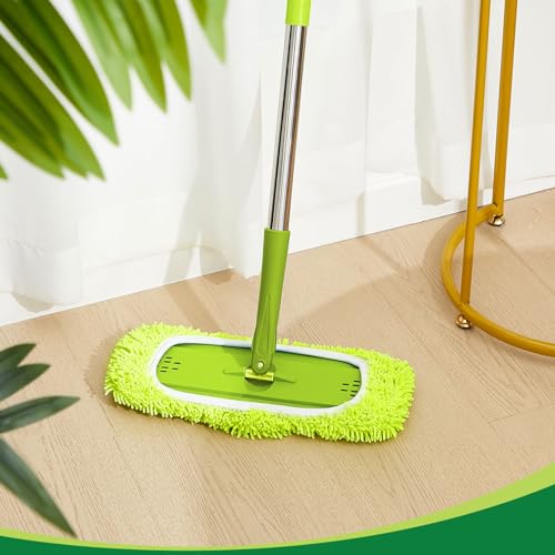 Toulite 2 Pcs Reusable Mop Refill Pads Replacement Compatible with Most XL Sweeper 17" x 5" Microfiber Mops Head Floor Cleaning Supplies (Handle is Not Included) (Green) - color: Green