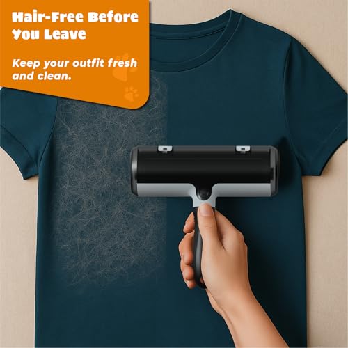 Pet Hair Remover and Reusable Lint Roller - Cat and Dog Hair Remover for Couch, Furniture, Carpet, Clothing and Bedding - Portable, Multi-Surface Fur Removal Tool (Black) - color: Black