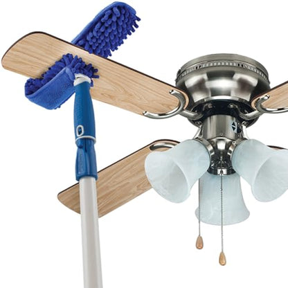 Unger Connect and Clean Microfiber Ceiling Fan Duster, Household Cleaning Supplies to Trap Dust and Dirt, Reusable and Machine Washable Sleeve, Compatible with Threaded Poles for Higher Access - style: Ceiling Fan Duster (Blue)