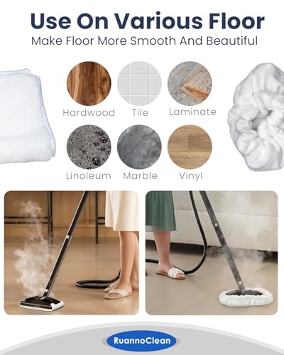 Large Rectangle Bonntes & Square Microfiber Cleaning Cloth Compatible with Dupray Steam Cleaner, Reusable Steam Mop Pads Microfiber Bonnet Steam Cleaning Cloth -3+3 Pack - color: White Bonnets*3+cloth*3