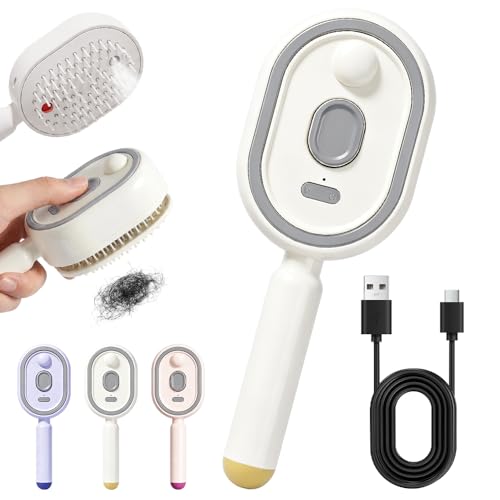 Electric Spray Air Cushion Massage Comb, 2026 New Air Cushion Brush with Self-Cleaning, Retractable Hairs Massage Brush for Frizzy Hair & Scalp Care, Relieve Hair Tangles and Dryness (Beige) - color: Beige