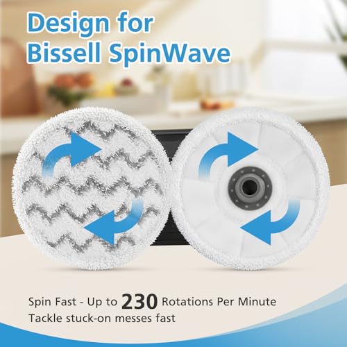 iSingo 6 Pack 3897A / 3712 Rotating Steam Mop Pads Replacement for Bissell SpinWave SmartSteam Scrubbing Steam Mop Cleaner 【Models 3897A/3712 ONLY】, Washable Reuseable Refill Pads - color: 2 Stripe+2 Grey+2 Orange