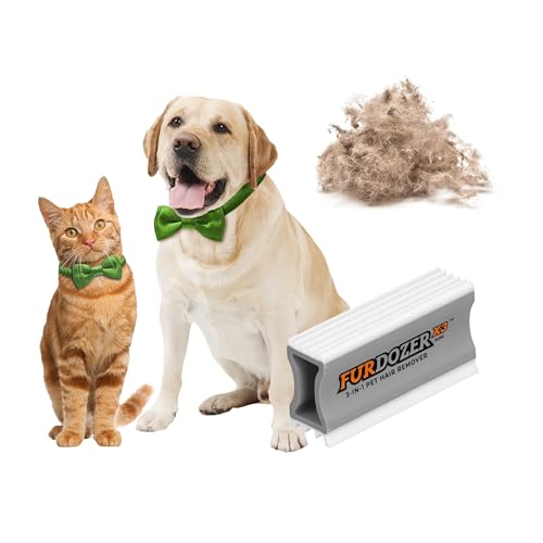 FurDozer Pet Hair Remover & Auto Detailing Tools - Cat & Dog Hair Remover for Carpets, Car Interiors, Couches, Bedding, & Pet Furniture (Gray, X3 MINI - 3.5" Long) - color: Gray, size: X3 MINI