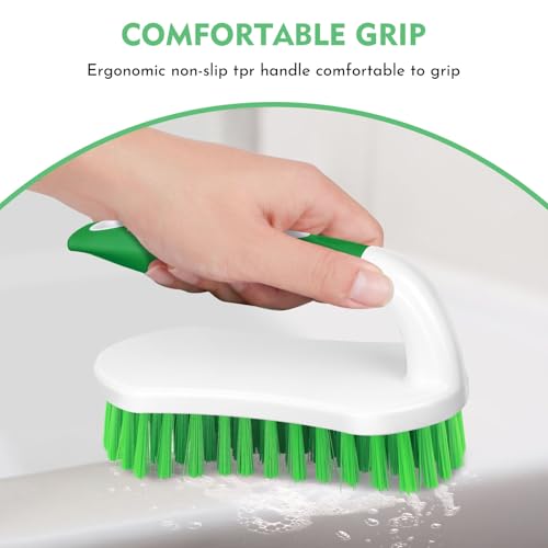 SetSail Scrub Brush, Heavy-Duty Scrub Brushes for Cleaning with Stiff Bristles Cleaning Brush for Shower, Bathroom, Carpet, Kitchen and Bathtub Scrubber - 2 Pack Green - color: Green