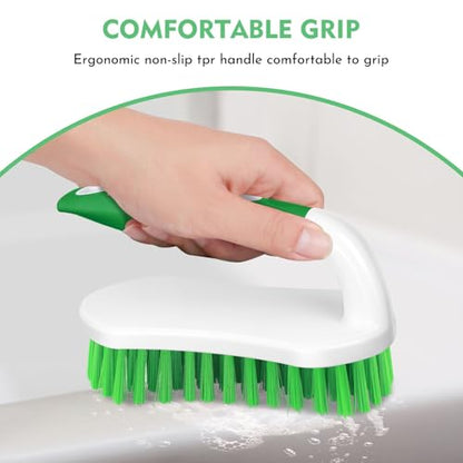 SetSail Scrub Brush, Heavy-Duty Scrub Brushes for Cleaning with Stiff Bristles Cleaning Brush for Shower, Bathroom, Carpet, Kitchen and Bathtub Scrubber - 2 Pack Green - color: Green