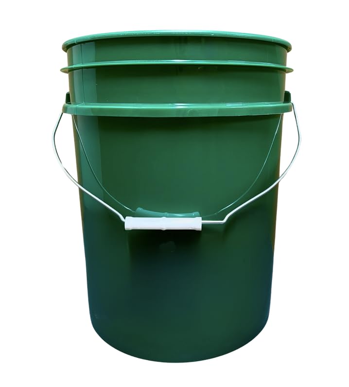 House Naturals 5 Gallon Premium HPDE Plastic Bucket - Made in USA Food Grade Storage Container, BPA Free All Purpose Pail (4, Dark Green) - color: Dark Green