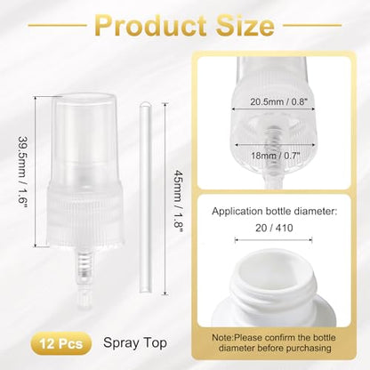 uxcell Spray Top 12Pcs 18/410 Plastic Fine Mist Reusable Replacement Clear | Spray Bottle Pump Plastic Top Reusable Replacement for Cosmetic Perfume and Body Sprays Bottle - color: Clear, size: 18/410