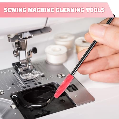 20 Pcs Nook and Cranny Sewing Machine Cleaning Brushes for Quilting Supplies Reusable Silicone Dense Bristles Cleaning Brushes for Sewing Machine Internal and Spool Area(Black, Bright Pink) - color: Black, Bright Pink