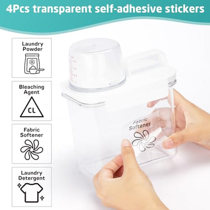 Provoue Laundry Detergent Dispenser-2 Pack, 37 oz Detergent Dispenser with 4 Removable Labels, Laundry Soap Dispenser for Laundry Room Organization and Storage, BPA Free & PET Plastic Clear - size: 37 oz