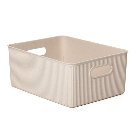 Superio Ribbed Collection - Eco-Friendly Decorative Plastic Basket Open Home Storage Bin and Lid, Large (1 Pack) Container Boxes for Organizing Closet Storage Bins for Shelves - 15 Liter/16 Quart - color: Eco-Friendly, size: 15 L