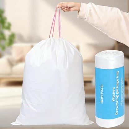20 PCS/Ultra Large Size Trash Bags Thickened Leak-proof Waste Bag Tear-resistant Drawstring PE Waste Bag, 61 * 70cm, White - color: White
